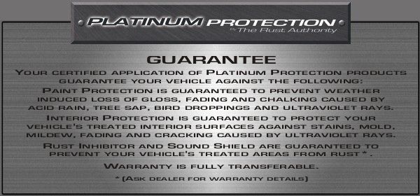 Prevent rust on your vehicle with Platinum Rust Protection